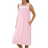 image:imageEkouaer Nightgowns for Women Sleeveless House Dress Soft Victorian Nightgown Button Night Dress with Pockets SXXLPink