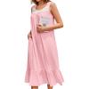 image:imageEkouaer Nightgowns for Women Sleeveless Night Gown Victorian Sleep Shirt with Pockets Ladies Pajamas Lace Trim SleepwearDark Pink