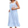 image:imageEkouaer Nightgowns for Women Sleeveless Night Gown Victorian Sleep Shirt with Pockets Ladies Pajamas Lace Trim SleepwearLight Blue