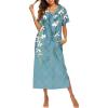 image:imageEkouaer Womens Full Length Short Sleeve NightgownBlue Floral