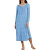 image:imageEkouaer Womens Long Sleeve Nightgown Long Sleepshirt Henley Nightgowns Full Length Sleep Dress with Pockets S3XLBlue Flower