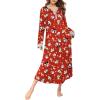image:imageEkouaer Womens Nightgown Long Loungewear V Neck Nightshirt Sleepwear Full Length Sleepshirt with PocketsChristmas Red With Santa