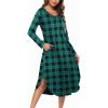 image:imageEkouaer Womens Nightgown V Neck Nightshirts Long Sleeve Sleepwear with Pockets S4XLPlaid Green