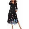 image:imageEkouaer Womens Nightgown VNeck Loungewear Long Sleeve Sleepwear Full Length Nightgown for Women S4XLBlack Butterfly