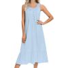 image:imageEkouaer Womens Nightgowns Long Sleeveless Night gown with Pockets Soft Ladies NightdressLight Blue