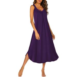 image:imageEkouaer Womens Sleeveless Nightgown Full Slip Nightshirt Long Nightwear Full Length Loungewear Tank Nightdress S2XLDeep Purple