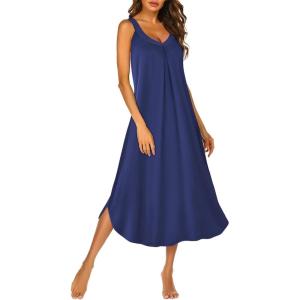 image:imageEkouaer Womens Sleeveless Nightgown Full Slip Nightshirt Long Nightwear Full Length Loungewear Tank Nightdress S2XLNavy Blue