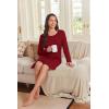 image:imageEkouaer 2 Pack Long Sleeve Sleep Shirts for Women Soft Night Shirts Pullover Nightgowns Comfy Night Gowns Dress S3XLWine Redrose