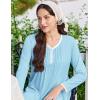 image:imageEkouaer Cotton Nightgowns for Women Long Sleeve Nightgown Full Length Night Gown Soft Comfy Nightdress Button Sleep ShirtsCyan