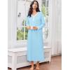 image:imageEkouaer Cotton Nightgowns for Women Long Sleeve Nightgown Full Length Night Gown Soft Comfy Nightdress Button Sleep ShirtsCyan