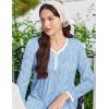 image:imageEkouaer Cotton Nightgowns for Women Long Sleeve Nightgown Full Length Night Gown Soft Comfy Nightdress Button Sleep ShirtsFloral Blue