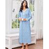 image:imageEkouaer Cotton Nightgowns for Women Long Sleeve Nightgown Full Length Night Gown Soft Comfy Nightdress Button Sleep ShirtsFloral Blue