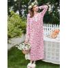 image:imageEkouaer Cotton Nightgowns for Women Long Sleeve Nightgown Full Length Night Gown Soft Comfy Nightdress Button Sleep ShirtsFloral Pink