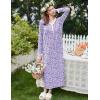 image:imageEkouaer Cotton Nightgowns for Women Long Sleeve Nightgown Full Length Night Gown Soft Comfy Nightdress Button Sleep ShirtsFloral Purple