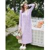 image:imageEkouaer Cotton Nightgowns for Women Long Sleeve Nightgown Full Length Night Gown Soft Comfy Nightdress Button Sleep ShirtsFlowers Purple