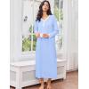image:imageEkouaer Cotton Nightgowns for Women Long Sleeve Nightgown Full Length Night Gown Soft Comfy Nightdress Button Sleep ShirtsLight Blue