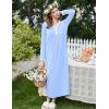 image:imageEkouaer Cotton Nightgowns for Women Long Sleeve Nightgown Full Length Night Gown Soft Comfy Nightdress Button Sleep ShirtsLight Blue