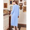 image:imageEkouaer Cotton Nightgowns for Women Long Sleeve Nightgown Full Length Night Gown Soft Comfy Nightdress Button Sleep ShirtsLight Blue