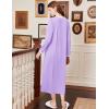 image:imageEkouaer Cotton Nightgowns for Women Long Sleeve Nightgown Full Length Night Gown Soft Comfy Nightdress Button Sleep ShirtsLight Purple