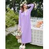 image:imageEkouaer Cotton Nightgowns for Women Long Sleeve Nightgown Full Length Night Gown Soft Comfy Nightdress Button Sleep ShirtsLight Purple