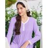 image:imageEkouaer Cotton Nightgowns for Women Long Sleeve Nightgown Full Length Night Gown Soft Comfy Nightdress Button Sleep ShirtsLight Purple