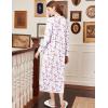image:imageEkouaer Cotton Nightgowns for Women Long Sleeve Nightgown Full Length Night Gown Soft Comfy Nightdress Button Sleep ShirtsPink Floral White