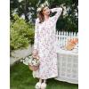 image:imageEkouaer Cotton Nightgowns for Women Long Sleeve Nightgown Full Length Night Gown Soft Comfy Nightdress Button Sleep ShirtsPink Floral White