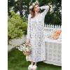 image:imageEkouaer Cotton Nightgowns for Women Long Sleeve Nightgown Full Length Night Gown Soft Comfy Nightdress Button Sleep ShirtsPurple Floral White