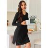 image:imageEkouaer Long Sleeve Nightgowns for Women Sexy Lace Night Shirt V Neck Sleep Shirt Soft SleepwearBlack