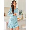 image:imageEkouaer Long Sleeve Nightgowns for Women Sexy Lace Night Shirt V Neck Sleep Shirt Soft SleepwearBlue Planet