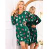 image:imageEkouaer Long Sleeve Nightgowns for Women Sexy Lace Night Shirt V Neck Sleep Shirt Soft SleepwearChristmas Santa 1