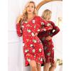 image:imageEkouaer Long Sleeve Nightgowns for Women Sexy Lace Night Shirt V Neck Sleep Shirt Soft SleepwearChristmas Santa 2