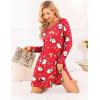 image:imageEkouaer Long Sleeve Nightgowns for Women Sexy Lace Night Shirt V Neck Sleep Shirt Soft SleepwearChristmas Santa 2
