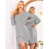 image:imageEkouaer Long Sleeve Nightgowns for Women Sexy Lace Night Shirt V Neck Sleep Shirt Soft SleepwearGrey
