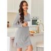 image:imageEkouaer Long Sleeve Nightgowns for Women Sexy Lace Night Shirt V Neck Sleep Shirt Soft SleepwearGrey