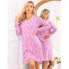 image:imageEkouaer Long Sleeve Nightgowns for Women Sexy Lace Night Shirt V Neck Sleep Shirt Soft SleepwearPink Florals