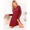 image:imageEkouaer Long Sleeve Nightgowns for Women Sexy Lace Night Shirt V Neck Sleep Shirt Soft SleepwearRed  Black Plaid