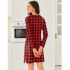 image:imageEkouaer Long Sleeve Nightgowns for Women Sexy Lace Night Shirt V Neck Sleep Shirt Soft SleepwearRed  Black Plaid