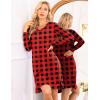 image:imageEkouaer Long Sleeve Nightgowns for Women Sexy Lace Night Shirt V Neck Sleep Shirt Soft SleepwearRed  Black Plaid