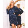 image:imageEkouaer Long Sleeve Nightgowns for Women Sexy Lace Night Shirt V Neck Sleep Shirt Soft SleepwearStar Print