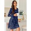 image:imageEkouaer Long Sleeve Nightgowns for Women Sexy Lace Night Shirt V Neck Sleep Shirt Soft SleepwearStar Print