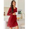 image:imageEkouaer Long Sleeve Nightgowns for Women Sexy Lace Night Shirt V Neck Sleep Shirt Soft SleepwearWine Red