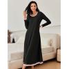image:imageEkouaer Nightgown Women Long Sleeve Sleepwear Full Length Long Nightshirt Soft Loungewear S4XLBlack