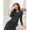 image:imageEkouaer Nightgown Women Long Sleeve Sleepwear Full Length Long Nightshirt Soft Loungewear S4XLBlack Daisy