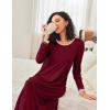 image:imageEkouaer Nightgown Women Long Sleeve Sleepwear Full Length Long Nightshirt Soft Loungewear S4XLWine Red