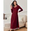 image:imageEkouaer Nightgown Women Long Sleeve Sleepwear Full Length Long Nightshirt Soft Loungewear S4XLWine Red