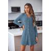 image:imageEkouaer Nightgowns for Women Button Down Night Shirt Long Sleeve Ribbed Knit VNeck Sleepwear Pajama DressBlue