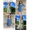 image:imageEkouaer Nightgowns for Women Button Down Night Shirt Long Sleeve Ribbed Knit VNeck Sleepwear Pajama DressBlue