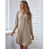 image:imageEkouaer Nightgowns for Women Button Down Night Shirt Long Sleeve Ribbed Knit VNeck Sleepwear Pajama DressCamel