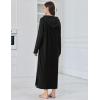 image:imageEkouaer Nightgowns for Women Fleece Nightgown Long Sleeve Sleepwear Hooded Night Gown Long Sleep Shirt with PocketBlack 2